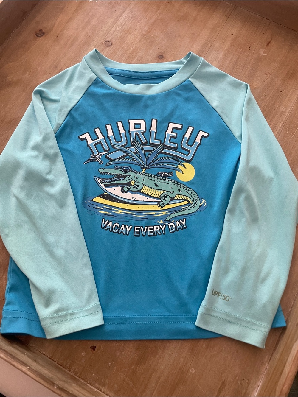 Hurley Blue and Mint Kids Long Sleeve sun protection 1-2 years 2T